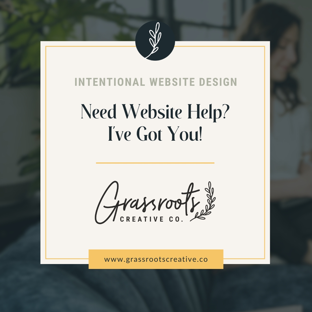 Square graphic with text: need website help? i've got you, surrounded by Grassroots workspace.